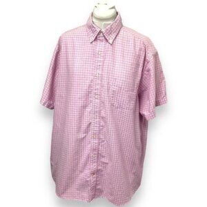 Cremeux Mens 2XB Pink Checkered Short Sleeve Button-Up Shirt Cotton Classic Fit